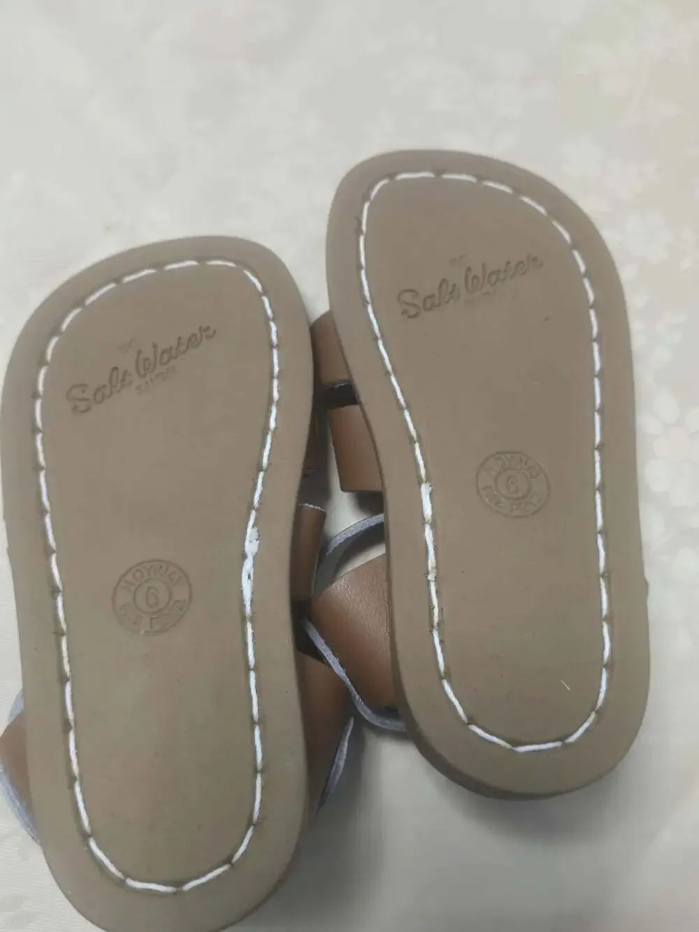 New The Salt Water Original Tan Color Toddler Adjustable Straps Leather Sandals